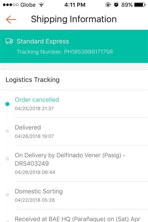 philippines tracking standard delivery.